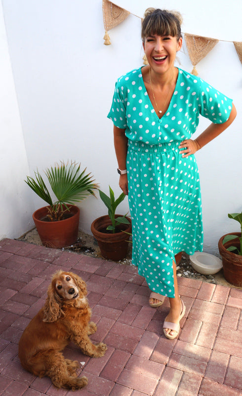 The Helen Dress - Emerald Polka dubai outfit dress brunch fashion mums