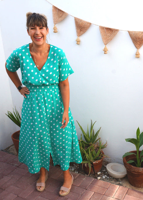 The Helen Dress - Emerald Polka dubai outfit dress brunch fashion mums