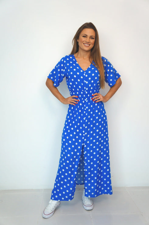 The Helen Dress - Royal Blue Polka Dots dubai outfit dress brunch fashion mums