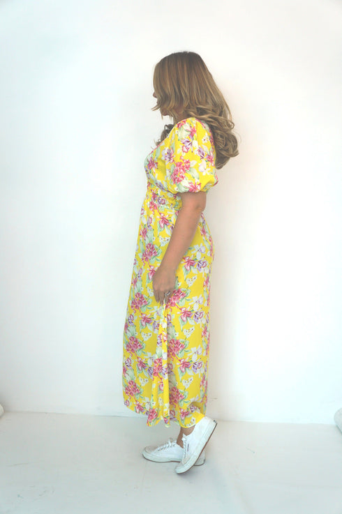 The Helen Dress - Summer Yellow Floral dubai outfit dress brunch fashion mums