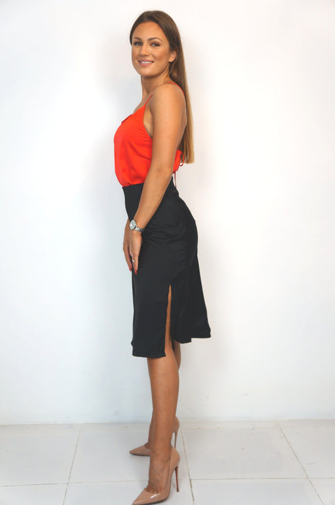 The JoJo Cami - Mac Red Satin dubai outfit dress brunch fashion mums