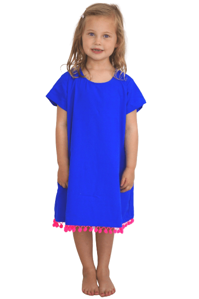 The Little Anywhere Dress - Royal Blue Neon Pink Pom-poms dubai outfit dress brunch fashion mums