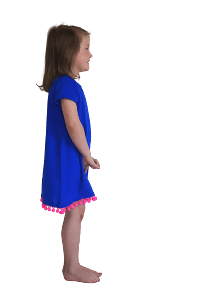 The Little Anywhere Dress - Royal Blue Neon Pink Pom-poms dubai outfit dress brunch fashion mums