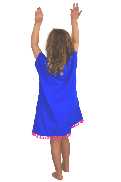 The Little Anywhere Dress - Royal Blue Neon Pink Pom-poms dubai outfit dress brunch fashion mums