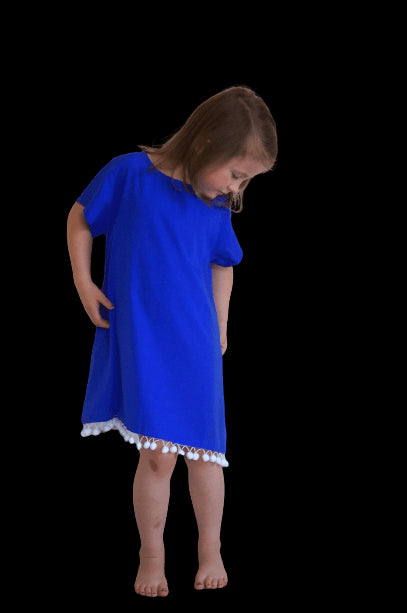 The Little Anywhere Dress - Royal Blue White Pom-poms dubai outfit dress brunch fashion mums