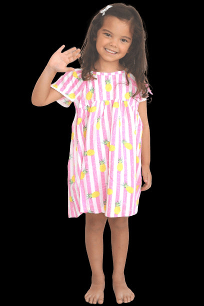 The Little 'O' Dress - Pink Striped Pineapples dubai outfit dress brunch fashion mums