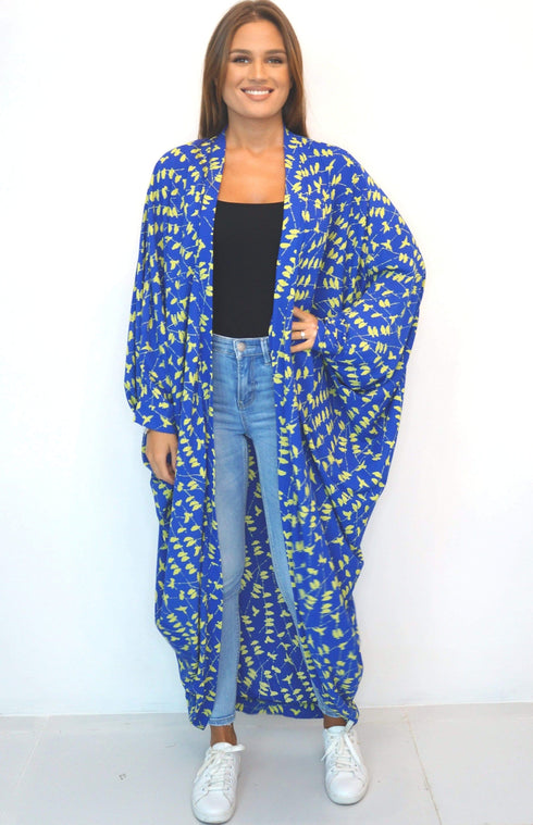 The Palm Kimono - Blue with Yellow Birds dubai outfit dress brunch fashion mums