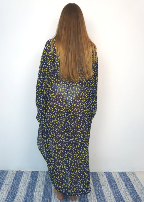 The Palm Kimono - Navy Mustard Fleur dubai outfit dress brunch fashion mums