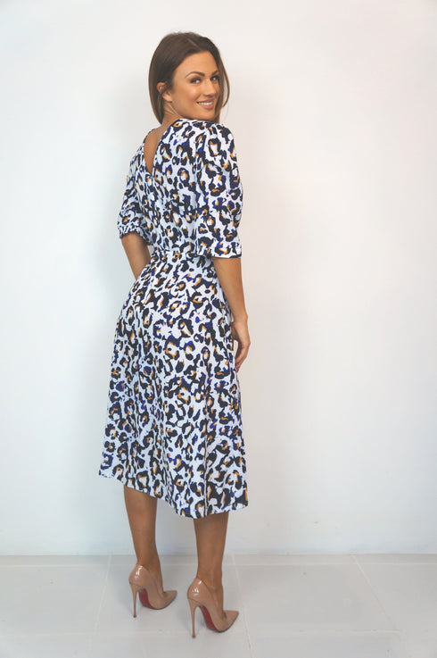 The Pixie Dress - Cobalt Gold Leopard dubai outfit dress brunch fashion mums