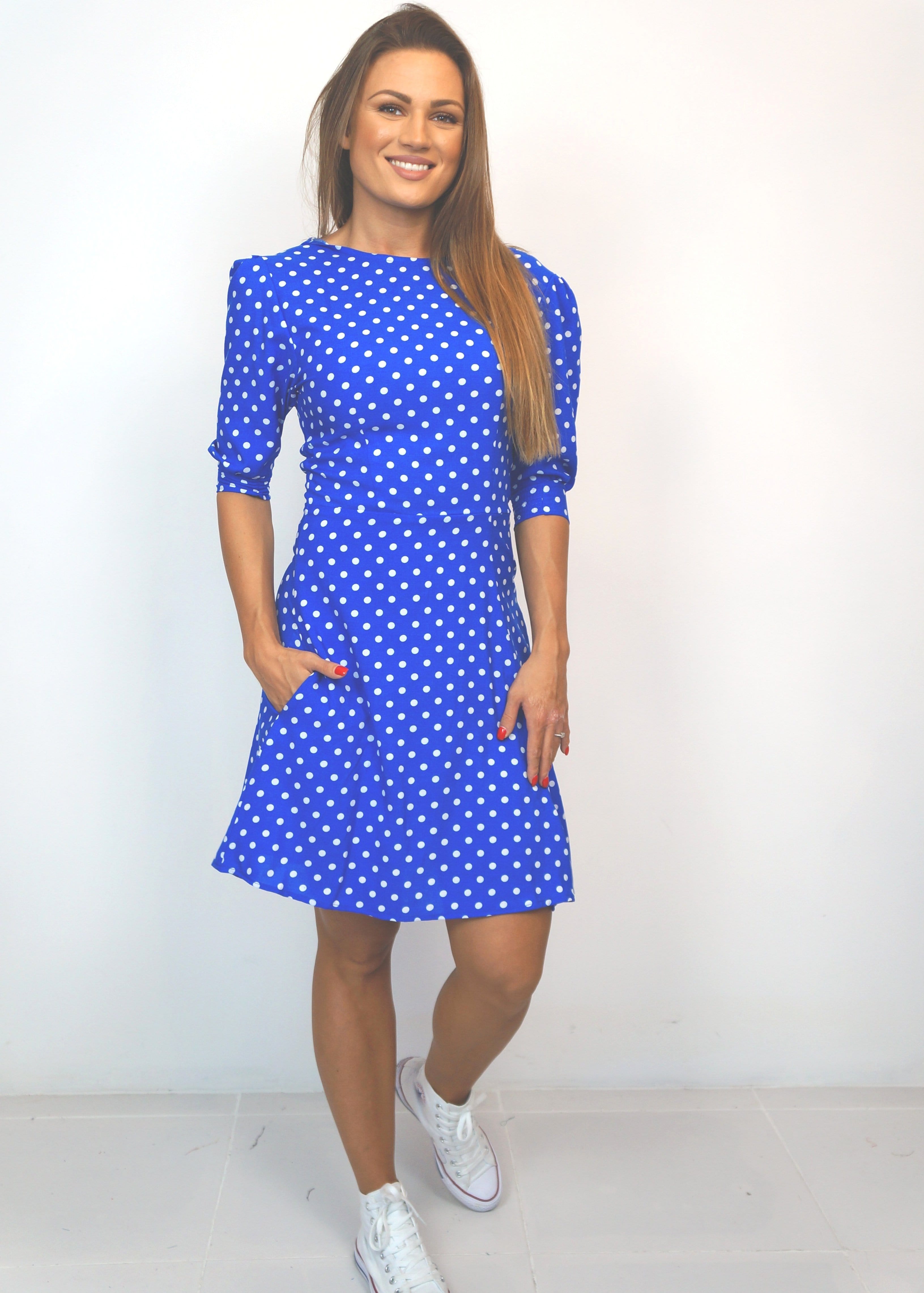 The Short Pixie Dress - Royal Blue Polka Dot – NEON STAR