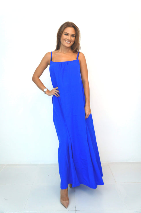 The Spaghetti Maxi Dress - Royal Blue dubai outfit dress brunch fashion mums