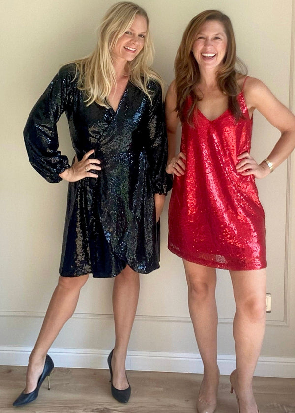 The Sparkle Wrap Dress - Black Sparkle dubai outfit dress brunch fashion mums