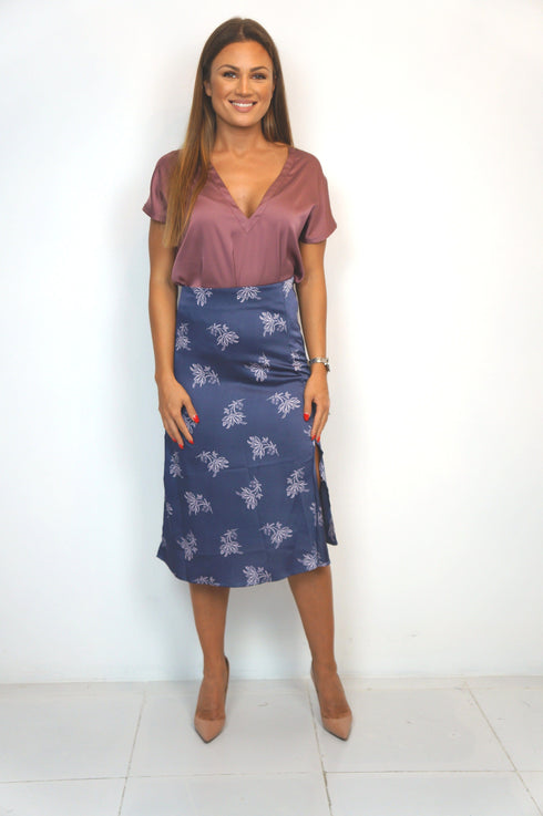 The Stephanie Skirt - Pink Indigo Satin dubai outfit dress brunch fashion mums