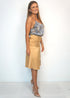 The Stephanie Skirt - Pure Gold Satin dubai outfit dress brunch fashion mums