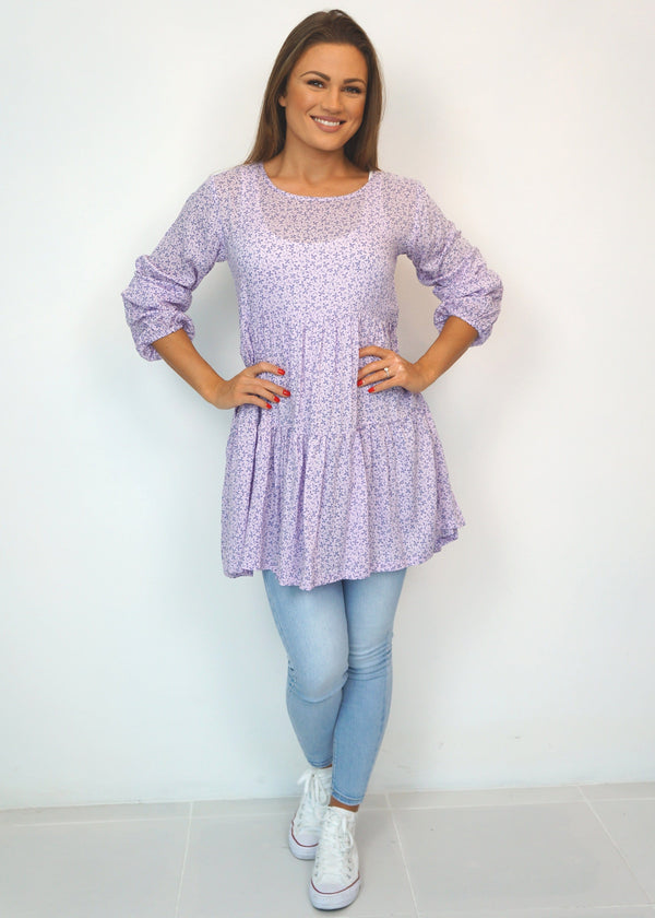 The Tiered Top - Ditsy Lavender... dubai outfit dress brunch fashion mums